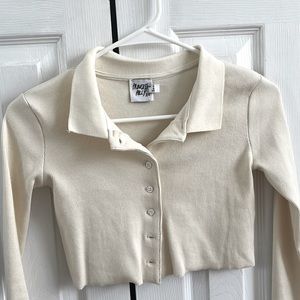 white/cream princess polly shirt: NEVER WORN